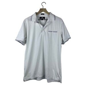 Buttercloth Icy Cotton Polo Shirt Mens Large Pocket White Short Sleeve EUC